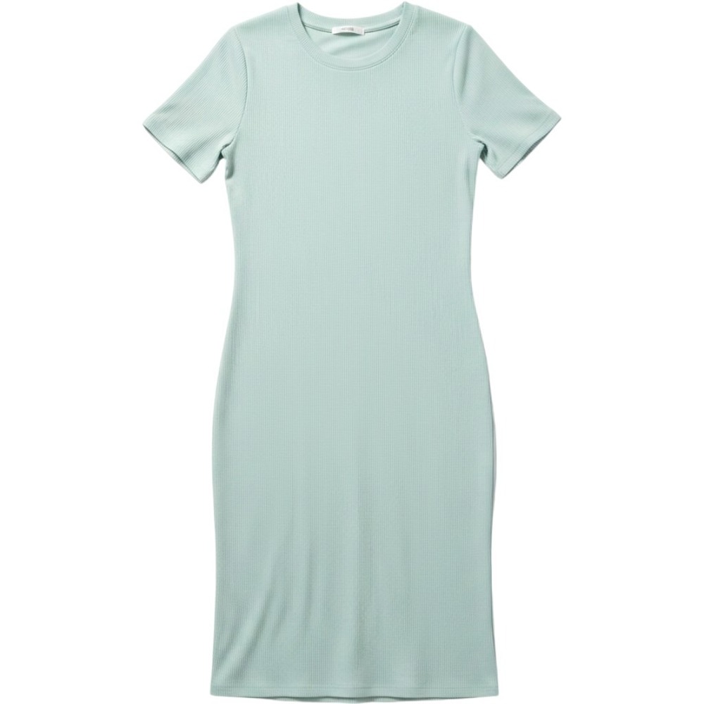 A New Day T-Shirt Dress Womens Large‎ Mint Green Ribbed Short Sleeve Midi Casual
